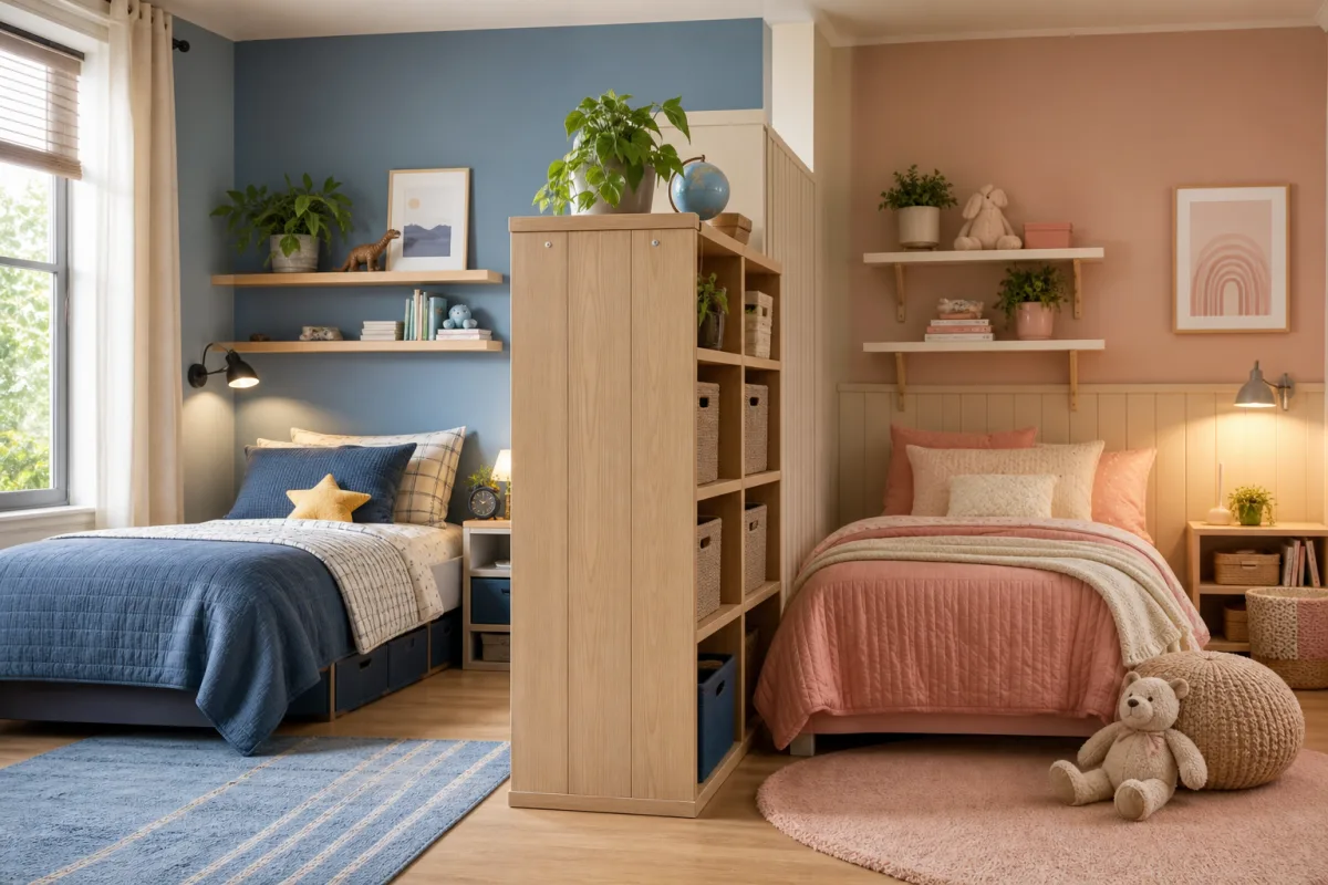 Illustration related to How to Divide a Shared Bedroom for Kids With Separate Sleeping Areas