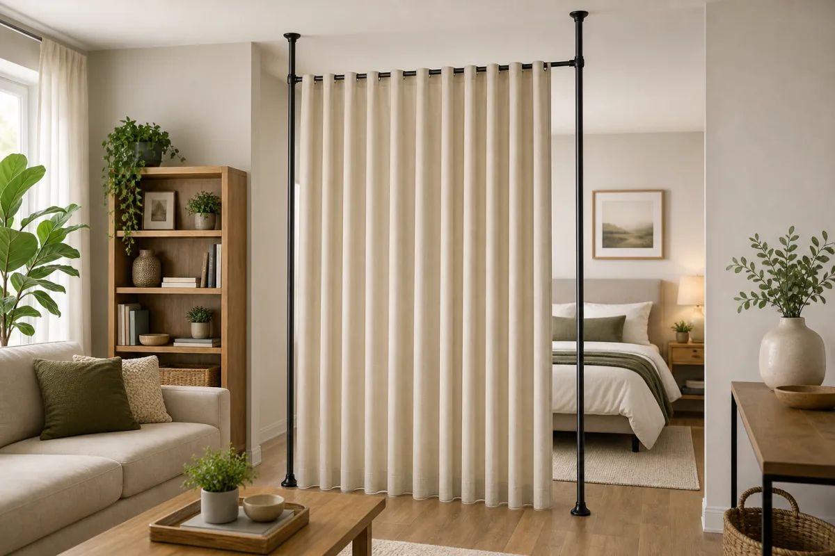 Illustration related to How to Install a Tension Rod Room Divider Without Drilling Holes
