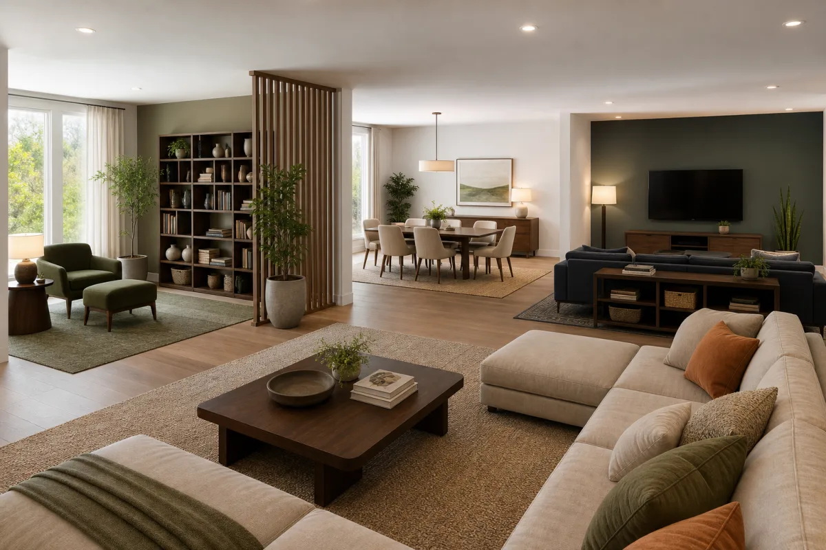 Illustration related to How to Divide a Large Living Room Into Separate Functional Zones