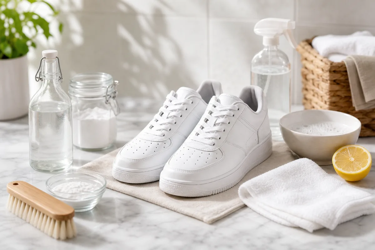 Illustration related to How to Clean White Sneakers With Household Supplies Without Yellowing Them