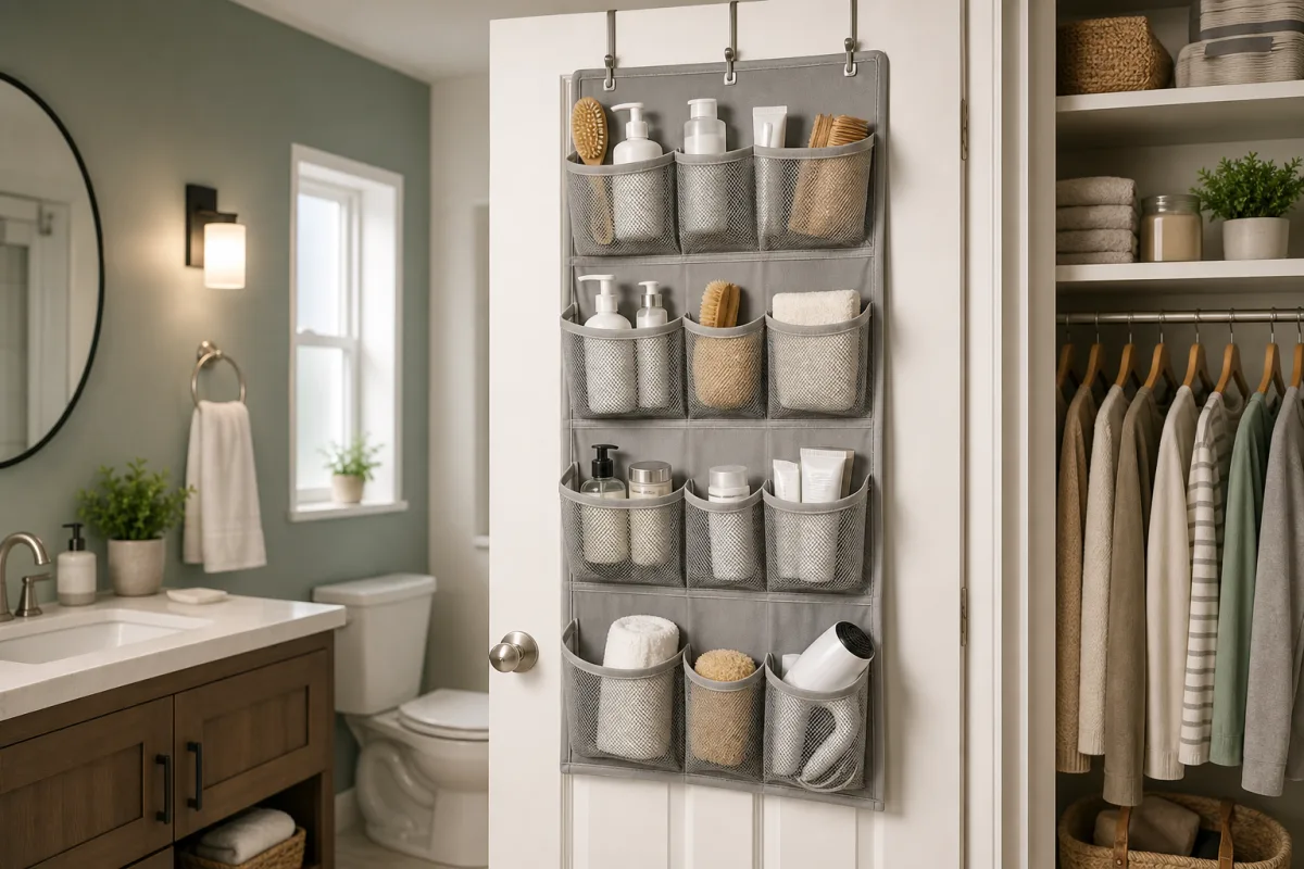 Illustration related to How to Choose an Over-the-Door Organizer for Small Bathrooms and Closets